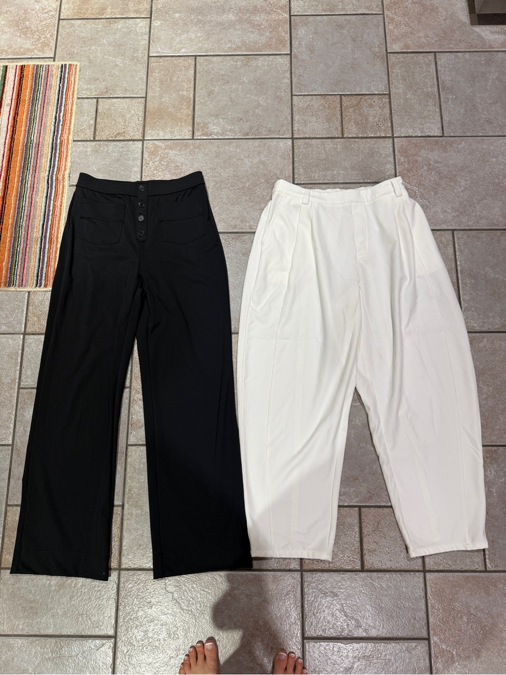 HALARA Black & White Wide-Leg Pants Duo— Size Large Long